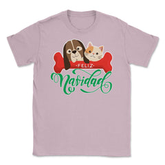 Pet Lovers Felíz Navidad Funny T-Shirt Tee Gift Unisex T-Shirt - Light Pink