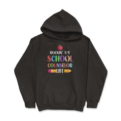 Funny Rockin' The School Counselor Life Pencil Apple Gag graphic - Hoodie - Black