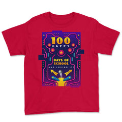 100 Happy Days of School & Loving It! Pinball Design print Youth Tee - Red