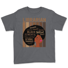 Librarian Melanin African American Woman Reading Lover print Youth Tee - Smoke Grey