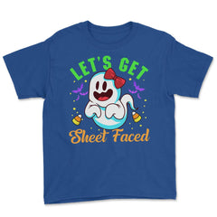 Halloween Costume Let’s Get Sheet Faced for Her design Youth Tee - Royal Blue