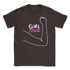 Girl Power Flexing Arm T-Shirt Feminism Shirt Top Tee Gift Unisex - Brown