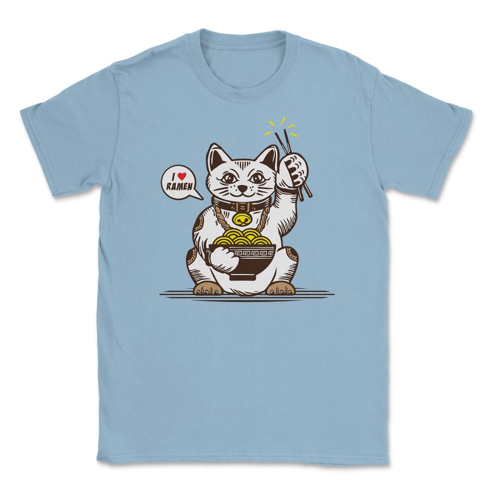 Ramen Lover Cat Funny Gift print Unisex T-Shirt - Light Blue