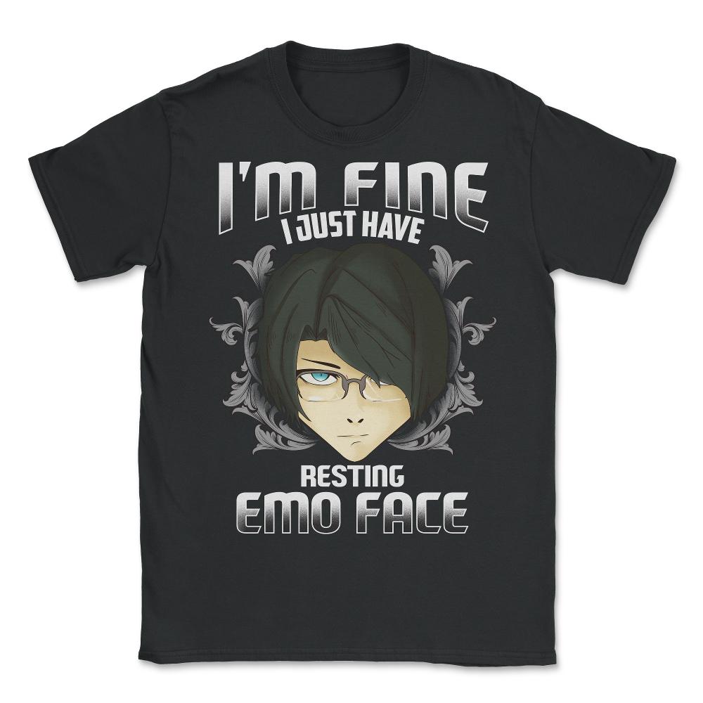 Resting Emo Face Anime Gift design - Unisex T-Shirt - Black