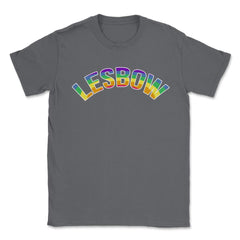 Lesbow Rainbow Word Arc Gay Pride t-shirt Shirt Tee Gift Unisex - Smoke Grey