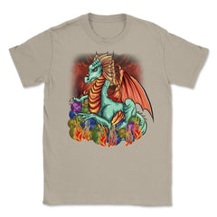 Knitting Dragon with Yarn Balls Fantasy Art graphic Unisex T-Shirt - Cream