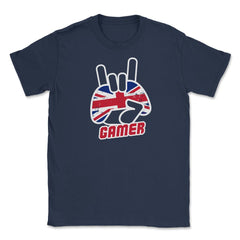 British Flag Gamer Fun Humor T-Shirt Tee Shirt Gift Unisex T-Shirt - Navy