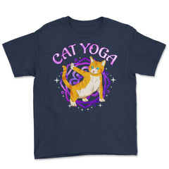 Cat Yoga Funny Kitten in Yoga Pose Design for Kitty Lovers product - Navy