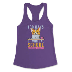 100 Days of Virtual School & Here I am Loving It Corgi Dog graphic - Purple