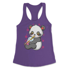 Boba Tea Bubble Tea Cute Kawaii Panda Gift design Women's Racerback - Purple