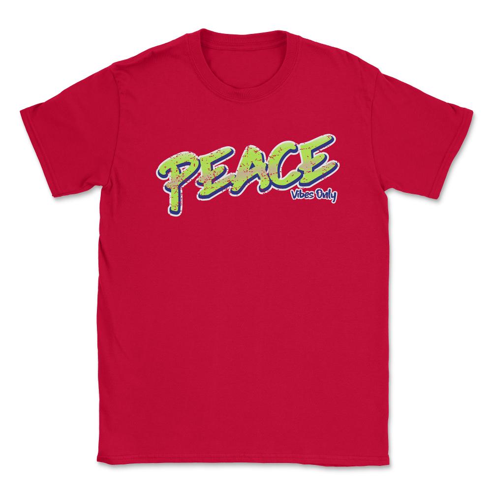 Peace Vibes Only Words Colorful Peace Day Design print Unisex T-Shirt - Red