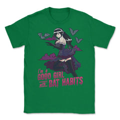 Goth Anime Bat Habits Girl Design print Unisex T-Shirt - Green