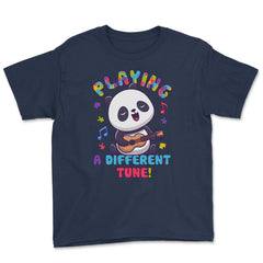 Playing a Different Tune Autism Awareness Panda design Youth Tee - Navy