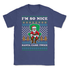 Santa Ugly Christmas Sweater Funny Unisex T-Shirt - Purple