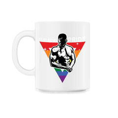 Fueled by Pride Gay Pride Guy in Rainbow Triangle Gift print - 11oz Mug - White