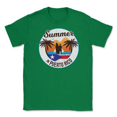 Summer in Puerto Rico Surfer Puerto Rican Flag T-Shirt Tee Unisex - Green