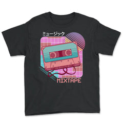 Mixtape Japanese Aesthetic Cassette Vaporwave 80’s & 90’s design - Youth Tee - Black
