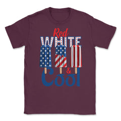 Red, White & Cool Patriotic Popsicle USA Flag Ice Cream graphic - Maroon