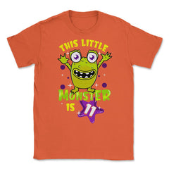 This Little Monster is Eleven Funny 11th Birthday Theme print Unisex - Orange