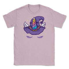 Unicorn Face with Long Lashes Witch Hat Characters Unisex T-Shirt - Light Pink