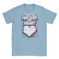 Hacked Heart Computer Geek Valentine Unisex T-Shirt - Light Blue