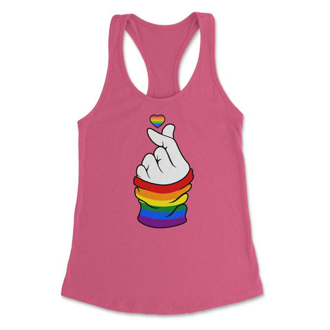 Gay Pride Flag K-Pop Love Hand Gift design Women's Racerback Tank - Hot Pink