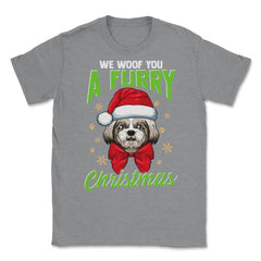 We Woof You a Merry Christmas Funny Shih Tzu Unisex T-Shirt - Grey Heather