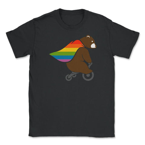 Rainbow Flag Bear Hero Gay Pride print Unisex T-Shirt - Black