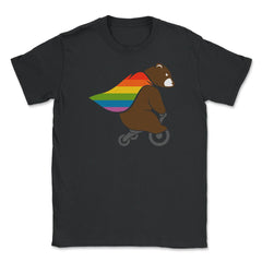 Rainbow Flag Bear Hero Gay Pride print Unisex T-Shirt - Black