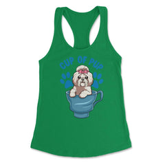 Shih Tzu Cup of Pup Cute Funny Puppy graphic Women's Racerback Tank - Kelly Green