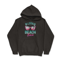 Resting Beach Face Summer Vacation Women print Hoodie - Black