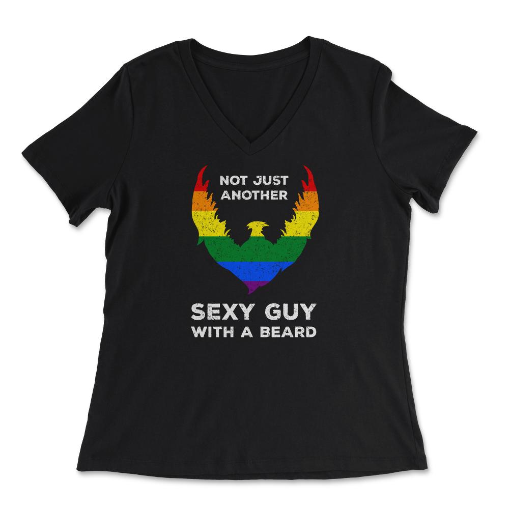 Not Just Another Sexy Guy with a Beard Rainbow Flag Funny product - Women's V-Neck Tee - Black