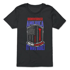 Ironworker American Flag & Wrench Grunge Design Gift print - Premium Youth Tee - Black