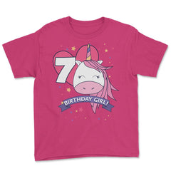 Birthday Girl! Unicorn 7th Birthday graphic design Gifts Youth Tee - Heliconia
