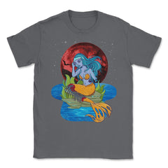 Zombie Mermaid Funny Halloween Trick or Treat Gift Unisex T-Shirt - Smoke Grey