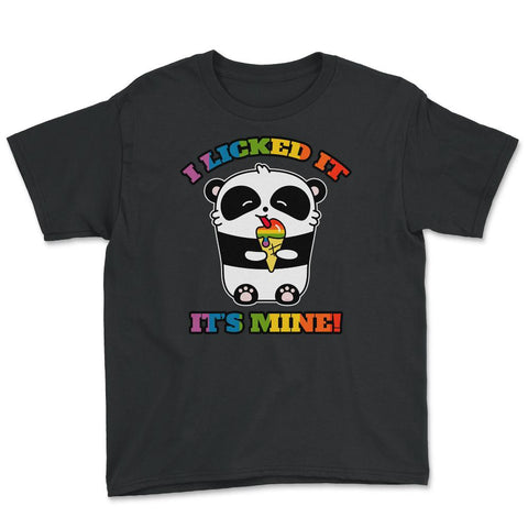 I licked it is mine! Rainbow Panda with ice cream design Youth Tee - Black