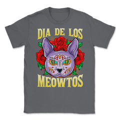 Dia de los Meowtos Funny Halloween Cat Unisex T-Shirt - Smoke Grey