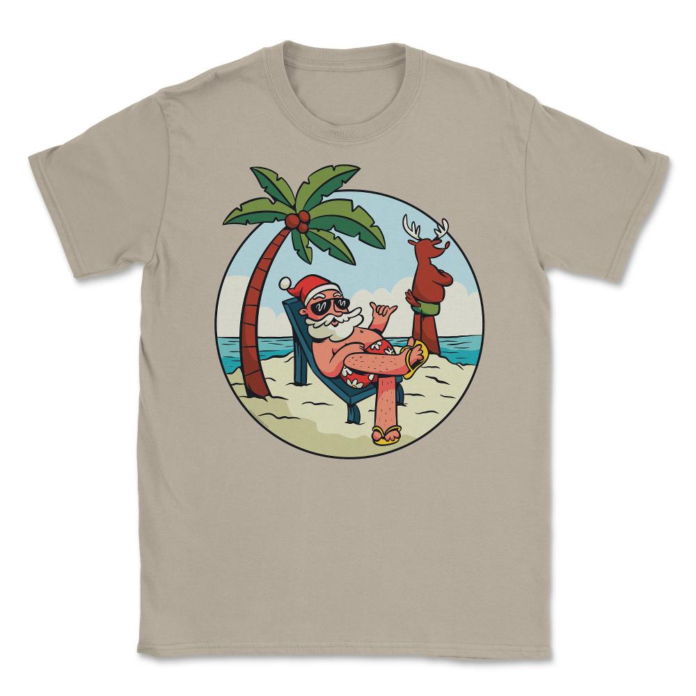 Summer Santa Claus at the Beach Tropical Vacations Funny print Unisex - Cream
