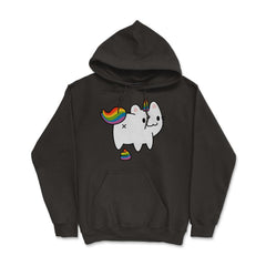 Caticorn Rainbow Flag Gay Pride & Poop Gay design Hoodie - Black