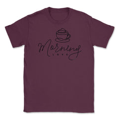 Morning Love Coffee Cup Cappuccino Line Art Coffee Lover product - Maroon