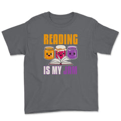 Reading is my Jam Funny Book lover Graphic Print product Youth Tee - Smoke Grey