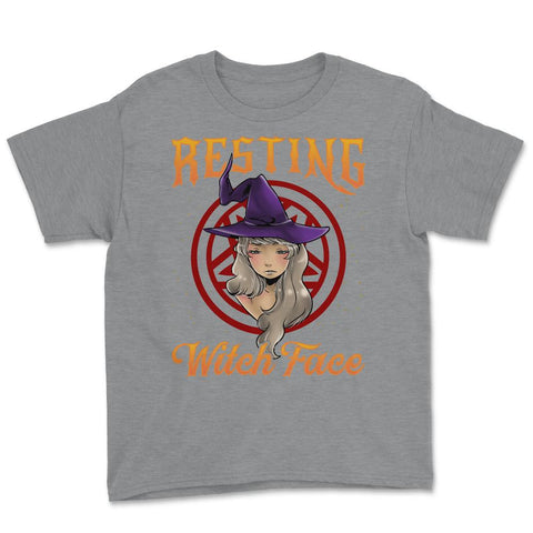 Resting Witch Face ANIME Witch Girl Character Gift Youth Tee - Grey Heather