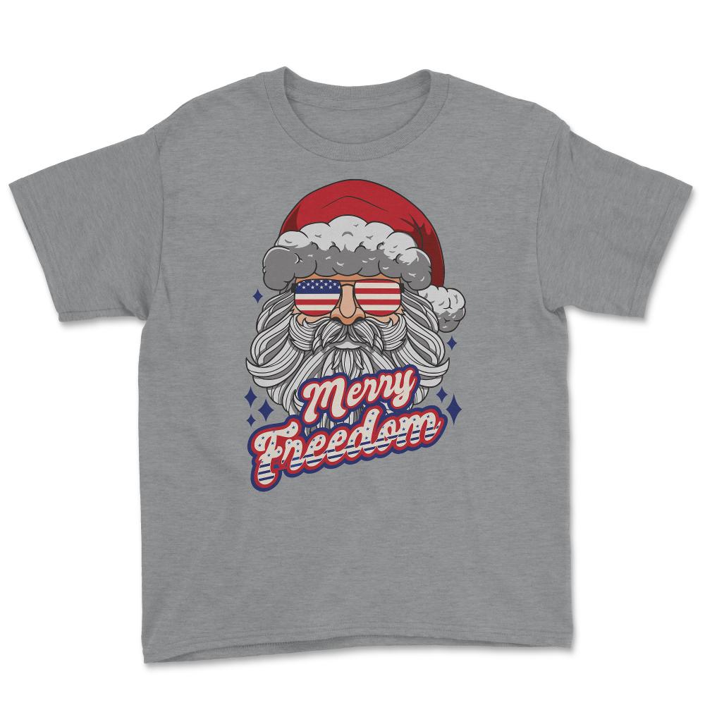 Merry Freedom Patriotic American Santa Claus Funny product Youth Tee - Grey Heather