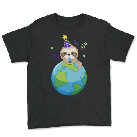 Happy Earth Day Sloth Funny Cute Gift for Earth Day design Youth Tee - Black