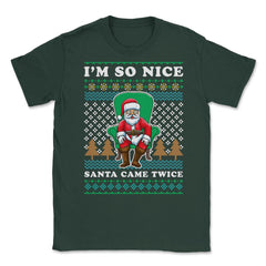 Santa Ugly Christmas Sweater Funny Unisex T-Shirt - Forest Green