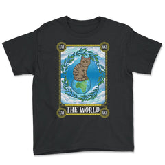 The World Cat Arcana Tarot Card Mystical Wiccan graphic Youth Tee - Black