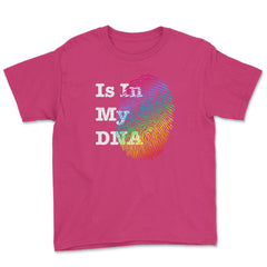 Is In My DNA Rainbow Flag Gay Pride Fingerprint Design graphic Youth - Heliconia