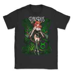 Taurus Zodiac Sign Warrior Anime Girl print - Unisex T-Shirt - Black