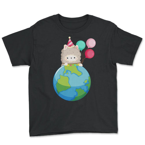 Happy Earth Day Llama Funny Cute Gift for Earth Day product Youth Tee - Black