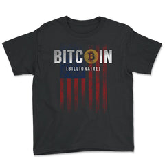 Patriotic Bitcoin Billionaire USA Flag Grunge Retro Vintage design - Youth Tee - Black